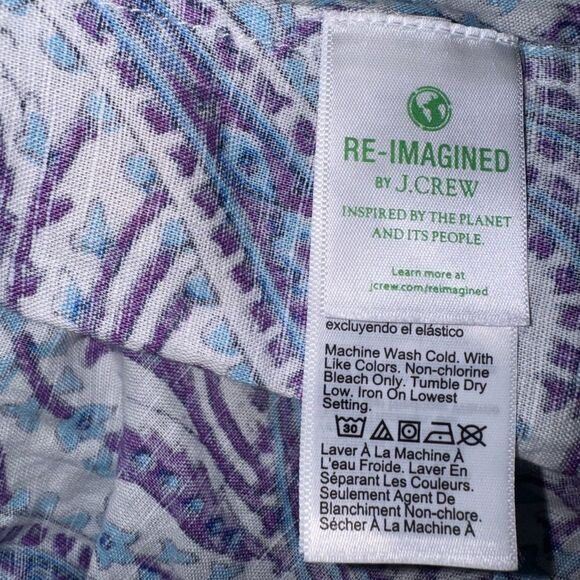 J. Crew Smocked Linen-Blend Bandeau Beach Dress in Purple Paisley Size Large - Picture 10 of 10